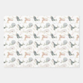 かわいいモダンクジラ動物誕生日赤ちゃんシャワー ラッピングペーパーシート (正面)