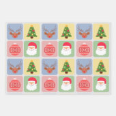 かわいいモダンクリスマスアイコン雪だるまラッピング紙 ラッピングペーパーシート (正面)