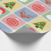 かわいいモダンクリスマスアイコン雪だるまラッピング紙 ラッピングペーパー (角)