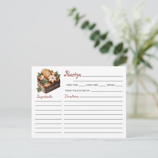 かわいいモダンクリスマスクッキー交換レシピ ポストカード (スタンド正面)