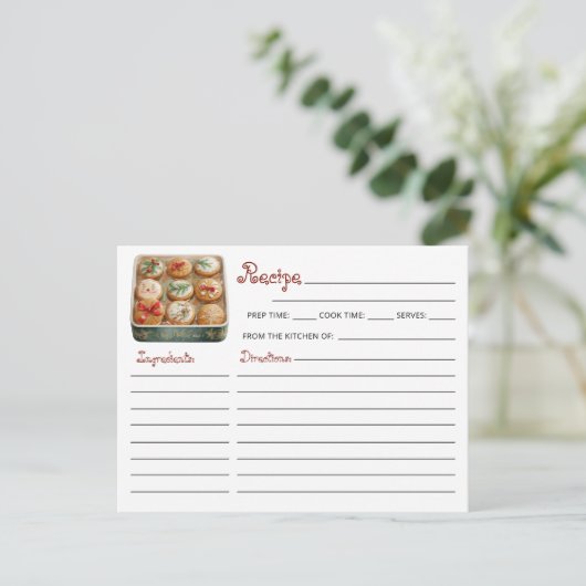 かわいいモダンクリスマスクッキー交換レシピ ポストカード (スタンド正面)