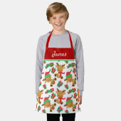 かわいいモダンクリスマストナパーソナライズされたーナ名 エプロン (着用した状態)