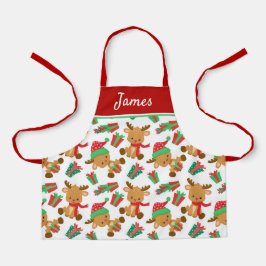 かわいいモダンクリスマストナパーソナライズされたーナ名 エプロン