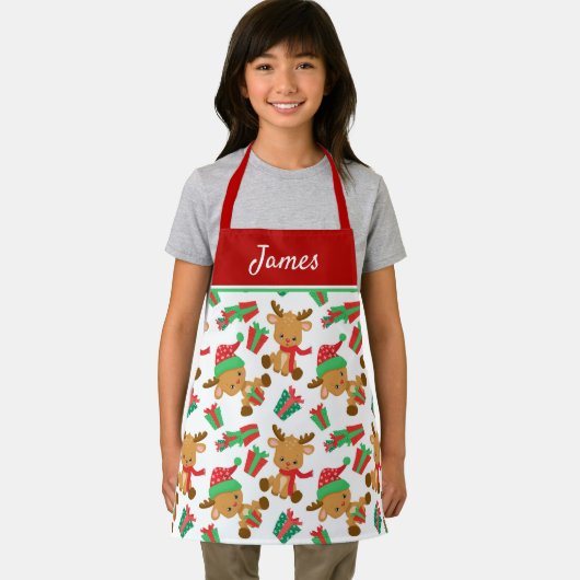 かわいいモダンクリスマストナパーソナライズされたーナ名 エプロン (インサイチュ)