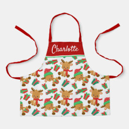 かわいいモダンクリスマストナパーソナライズされたーナ名 エプロン