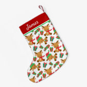 かわいいモダンクリスマストナパーソナライズされたーナ名 スモールクリスマスストッキング (裏面 (吊り時))