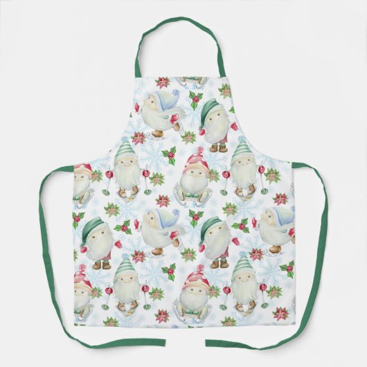 かわいいモダンクリスマスホリデーズウォーターカラー格言 エプロン (正面)