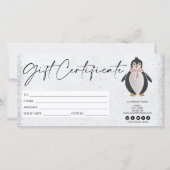 かわいいモダングリッターペンギンのギフトカード証明書 (正面)