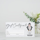 かわいいモダングリッターペンギンのギフトカード証明書 (スタンド正面)