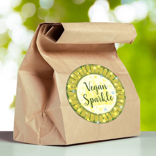 かわいいモダングリーンスターズ陽気なビーガン追加文字 ラウンドシール