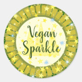 かわいいモダングリーンスターズ陽気なビーガン追加文字 ラウンドシール (正面)