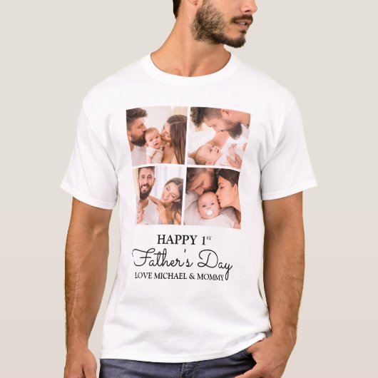 かわいいモダンコラージュ ハッピー 初めての父の日 Tシャツ (正面)
