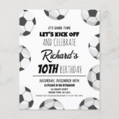 かわいいモダンサッカー予算誕生日招待状 (正面)