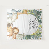 かわいいモダンサファリジャングルベイビーシャワーの背景 タペストリー (正面(横))