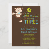 かわいいモダンサル3rd誕生日パーティの招待状 招待状 (正面)