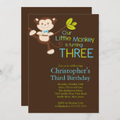 かわいいモダンサル3rd誕生日パーティの招待状 招待状 (正面/裏面)