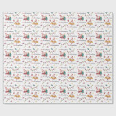 かわいいモダンサンタクリスマスパターン名前をカスタムする ラッピングペーパー (フラット)