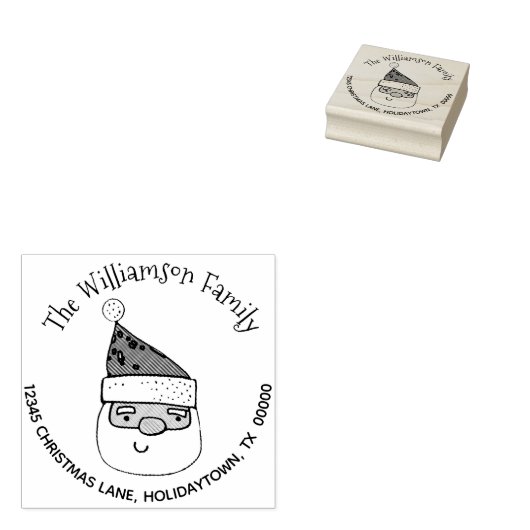 かわいいモダンサンタクロース差出人住所クリスマス ラバースタンプ (押印)