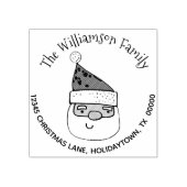 かわいいモダンサンタクロース差出人住所クリスマス ラバースタンプ (インプリント)