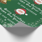 かわいいモダンサンタクロース雪のパーソナライズされた結晶 ラッピングペーパー (角)