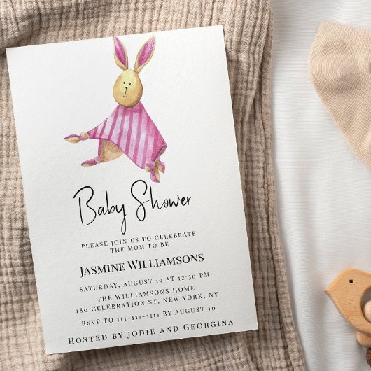 かわいいモダンシンプルピンクの赤ちゃんシャワー招待状 招待状