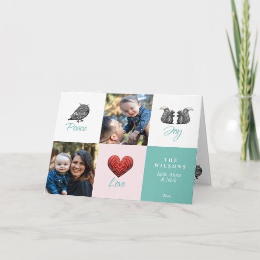 かわいいモダンスカンジナビア写真クリスマス シーズンカード (正面)