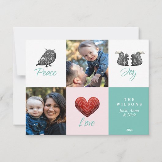 かわいいモダンスカンジナビア写真クリスマス シーズンカード (正面)