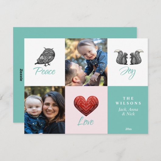 かわいいモダンスカンジナビア写真クリスマス シーズンカード (正面/裏面)