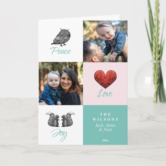 かわいいモダンスカンジナビア写真クリスマス シーズンカード (正面)