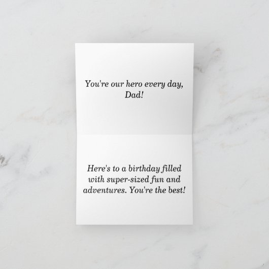 かわいいモダンスーパーヒーローハッピーバースデーカードパパ カード (内部)