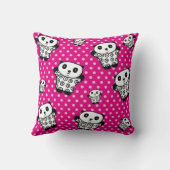 かわいいモダンズパンダベアーピンクガーリー水玉模様 クッション (裏面)