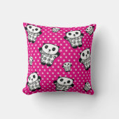 かわいいモダンズパンダベアーピンクガーリー水玉模様 クッション (正面)