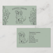 かわいいモダンセージ緑のドッグシッター、子犬のウォーカー 名刺 (正面/裏面)