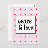 かわいいモダンタイポグラフィ平和と愛はがき ポストカード (正面/裏面)