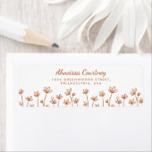 かわいいモダンテラコッタフラワーズ差出人住所 ラベル (インサイチュ)