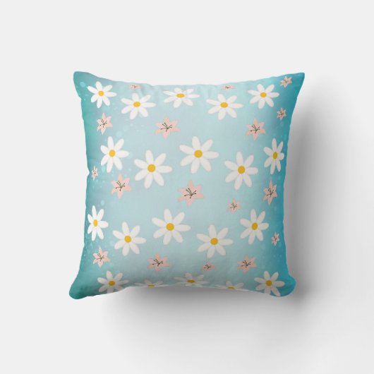 かわいいモダンデイジーユリの花の継ぎ目素朴なし クッション (裏面)