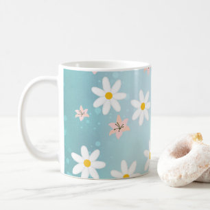 かわいいモダンデイジーユリの花の継ぎ目素朴なし コーヒーマグカップ