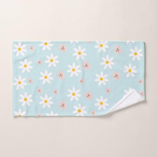 かわいいモダンデイジーユリの花の継ぎ目素朴なし バスタオルセット (ハンドタオル)