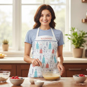 かわいいモダントナカイパーソナライズされたのクリスマス エプロン