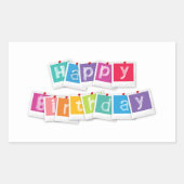 かわいいモダンハッピーバースデー 長方形シール (正面)