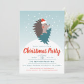 かわいいモダンハリネズミのクリスマスパーティー 招待状 (スタンド正面)