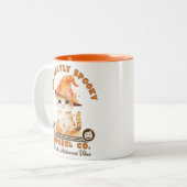 かわいいモダンハロウィン不気味キティ猫好き ツートーンマグカップ (正面左)