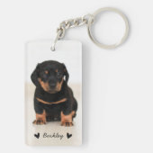 かわいいモダンハートパーソナライズされた2枚の写真|黒 キーホルダー (裏面)