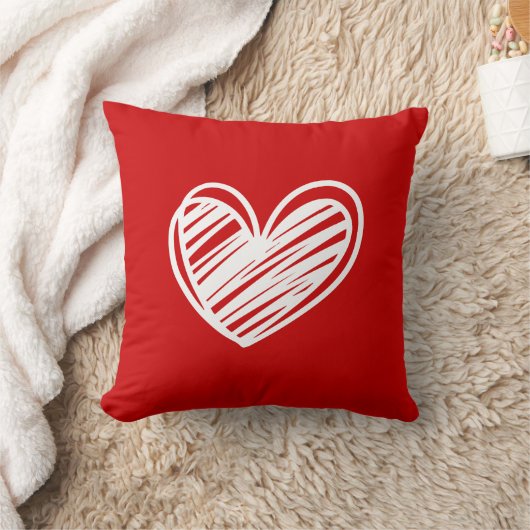 かわいいモダンハートホワイトレッドエレガントバレンタインデー クッション (ブランケット)