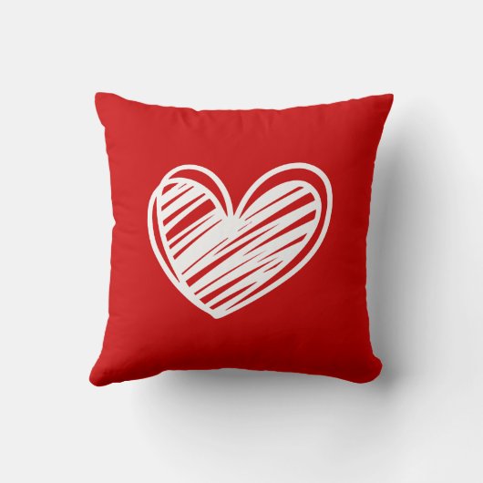 かわいいモダンハートホワイトレッドエレガントバレンタインデー クッション (裏面)
