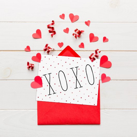 かわいいモダンハートXOXOバレンタインデー シーズンポストカード