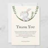 かわいいモダンバニーニュートラルベビーシャワー サンキューカード (正面)