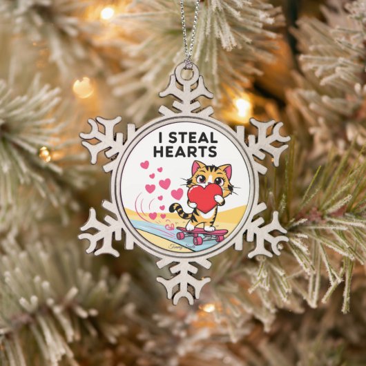 かわいいモダンバレンタインオーナメント スノーフレークピューターオーナメント (ツリー)