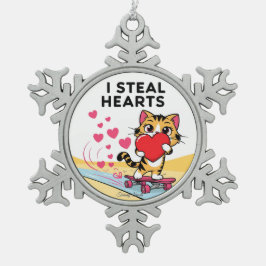 かわいいモダンバレンタインオーナメント スノーフレークピューターオーナメント