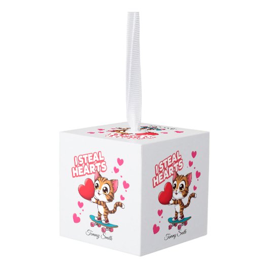 かわいいモダンバレンタインオーナメントforガールフレンド キューブオーナメント (裏面アングル)